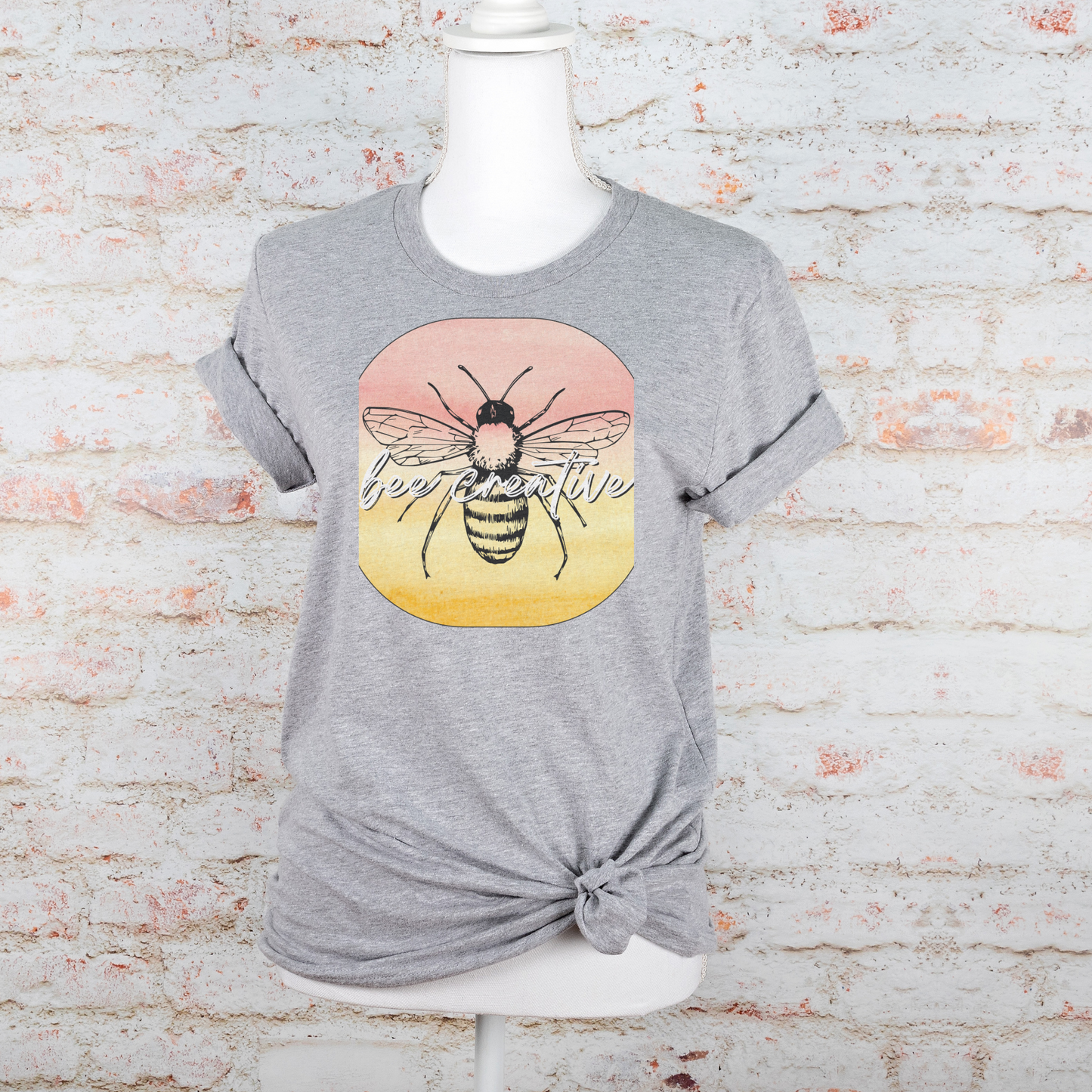 Bee Creative Orange Yellow Ombre Watercolor Background Makers Artists Crafters Unisex Jersey Short Sleeve Tee Small-3XL