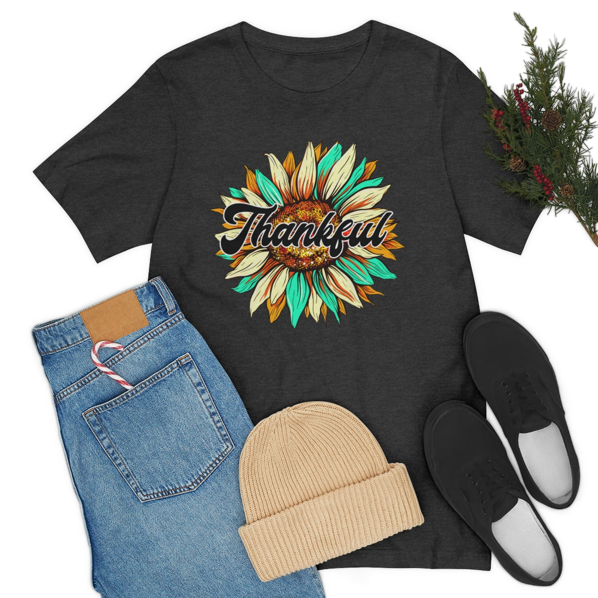 Thankful Western Sunflower Unisex Jersey Short Sleeve Tee S-3XL