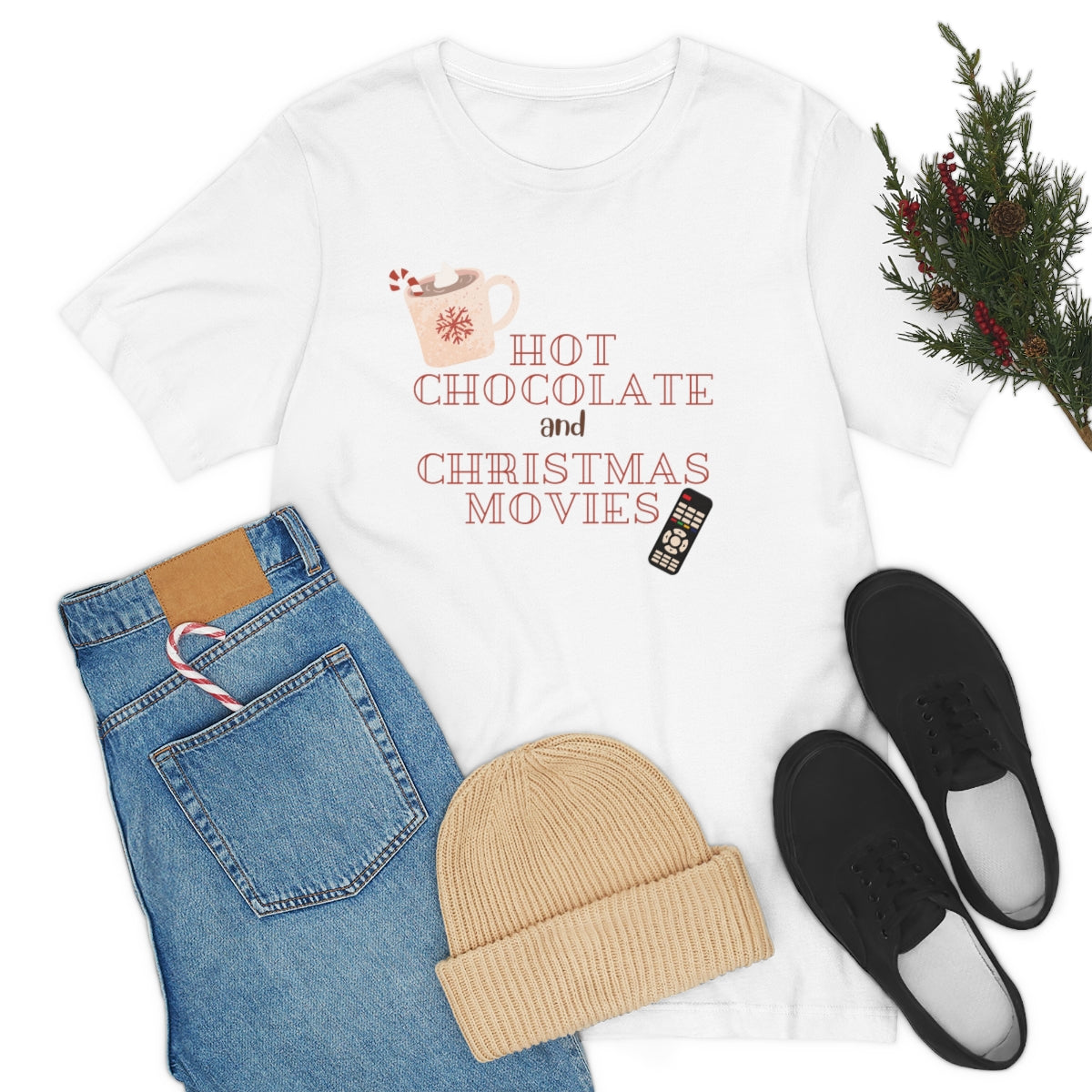 Hot Chocolate and Christmas Movies Unisex Tee S-3XL