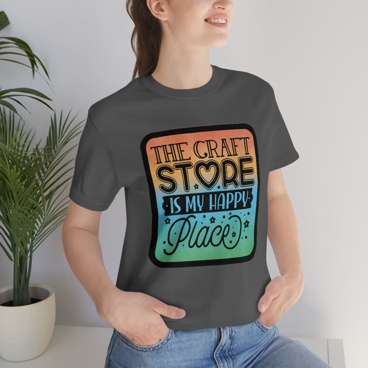 The Craft Store is My Happy Place Ombre Unisex Jersey Short Sleeve Tee S-3xl