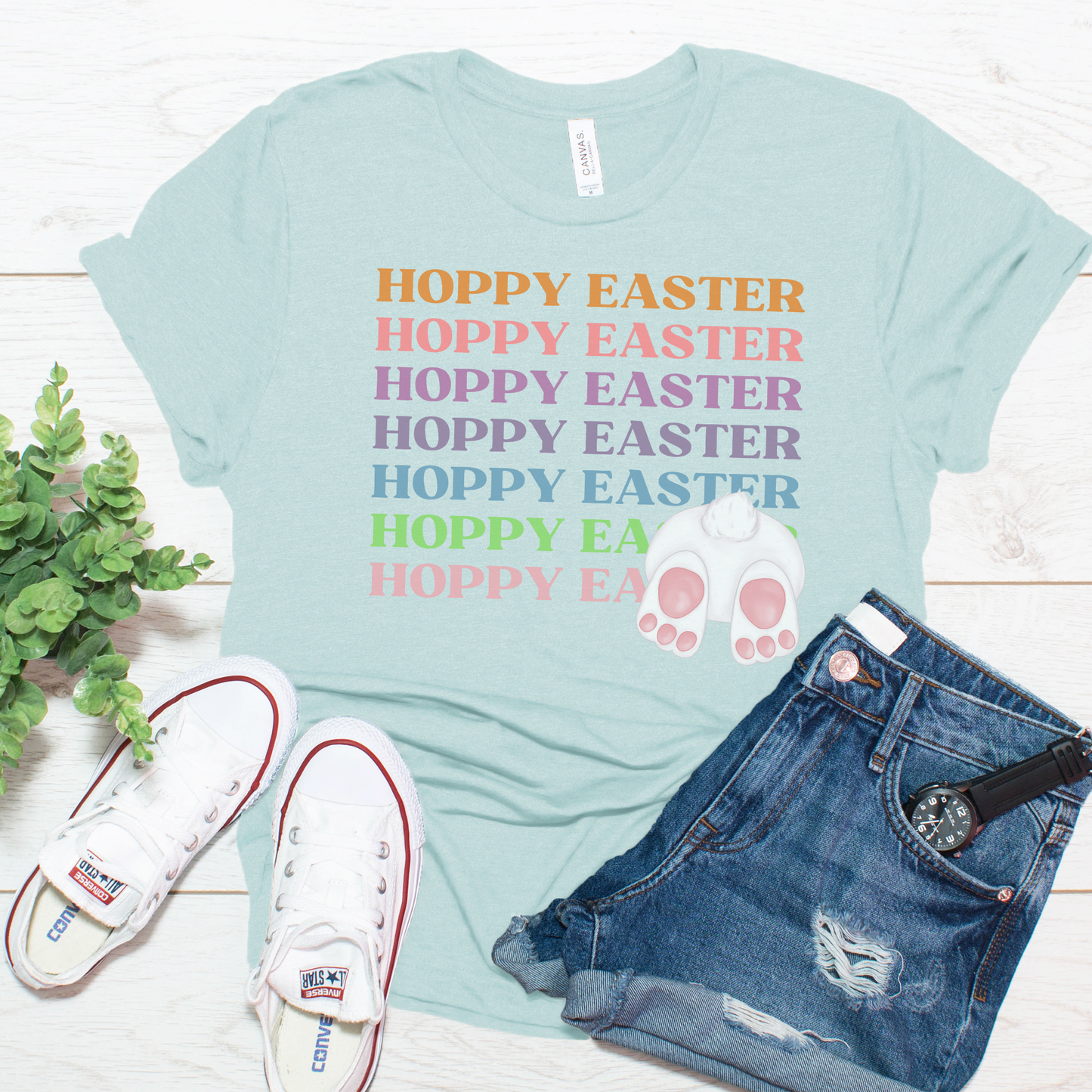 Hoppy Easter Bunny Rabbit Cotton Tail Unisex Jersey Short Sleeve Tee Small-3XL Happy Easter