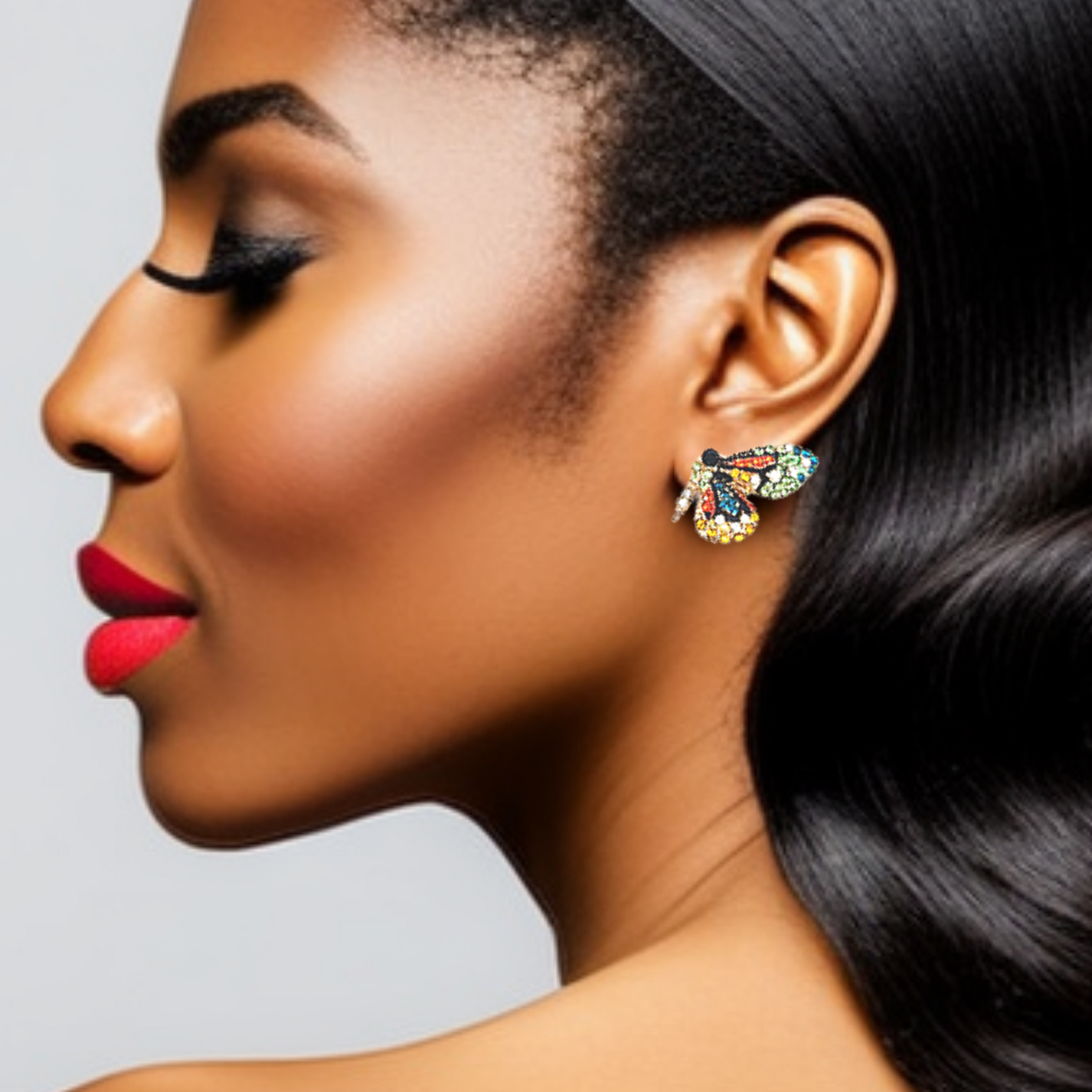 Butterfly Earrings with Colorful Crystals
