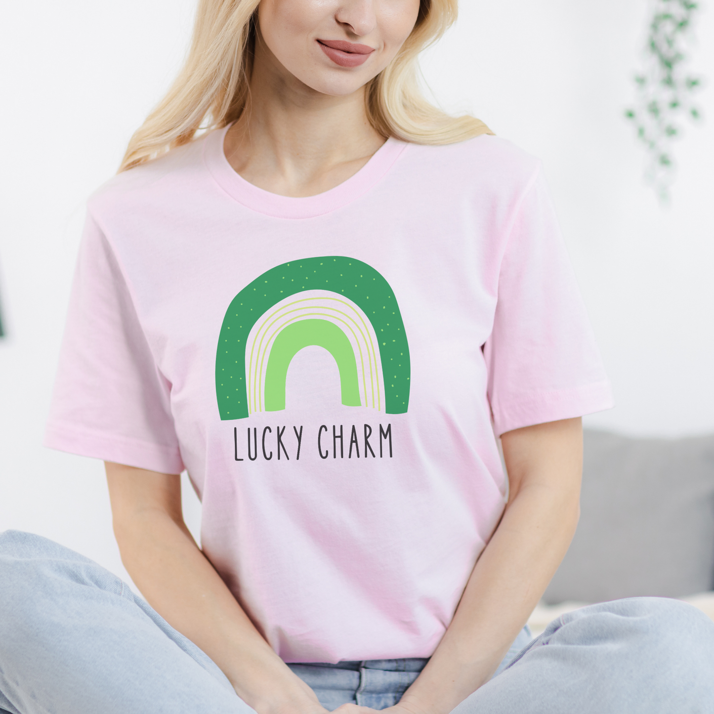 Lucky Charm Green Boho Rainbow St. Patrick's Day Unisex Jersey Short Sleeve Tee Small-3XL
