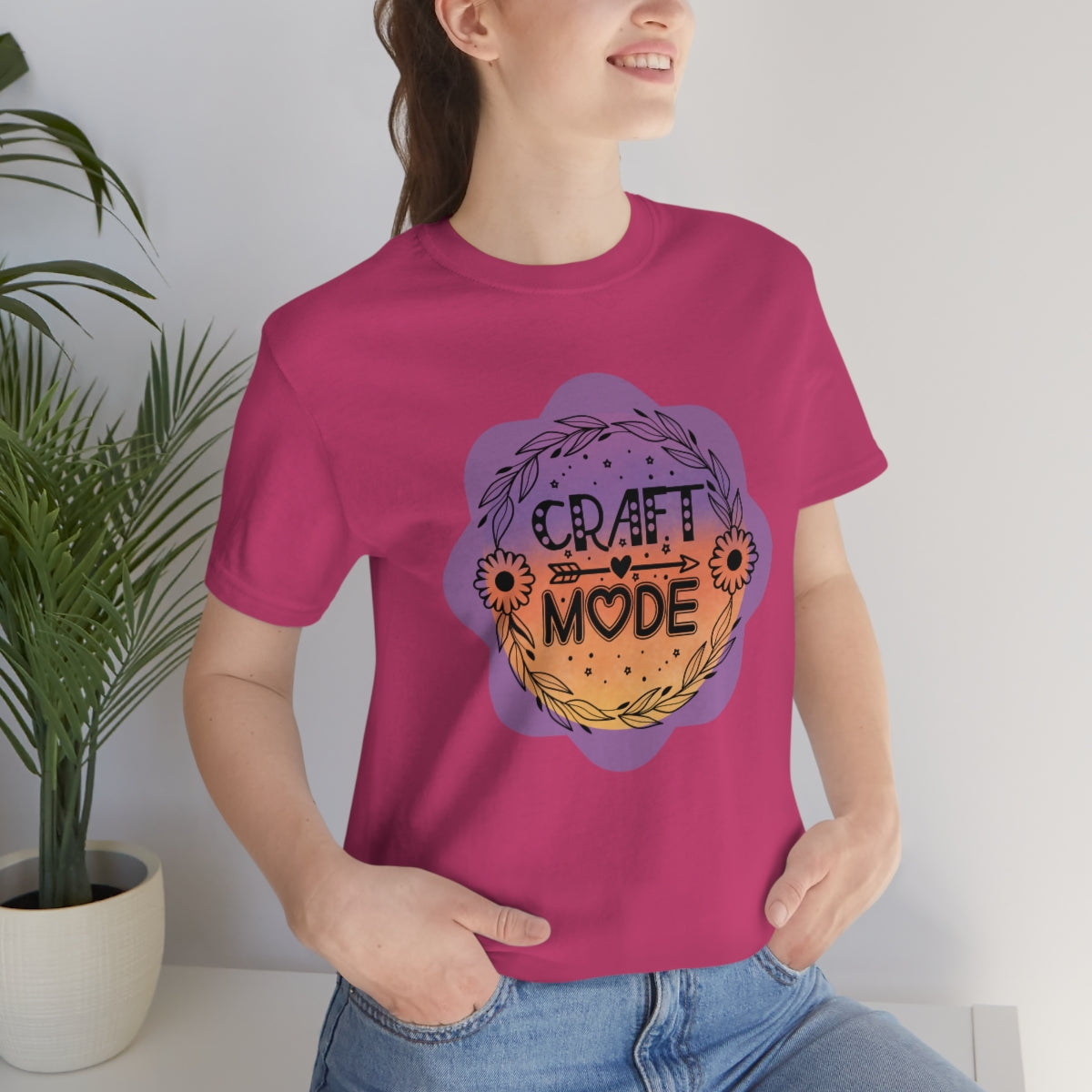Craft Mode Purple Doodle Flower Unisex Jersey Short Sleeve Tee S-3XL