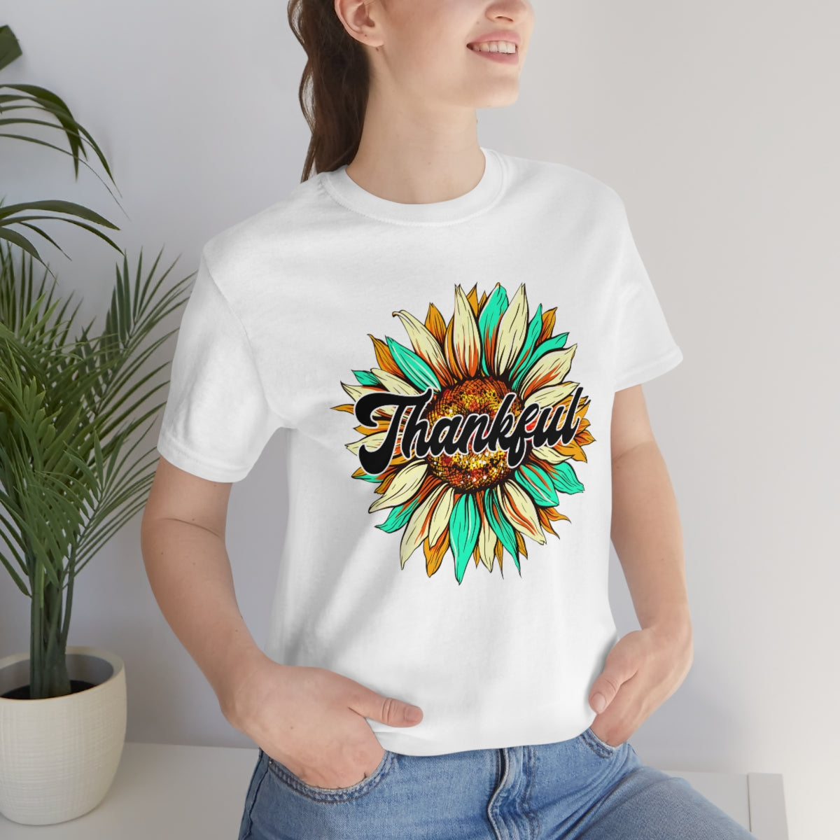 Thankful Western Sunflower Unisex Jersey Short Sleeve Tee S-3XL