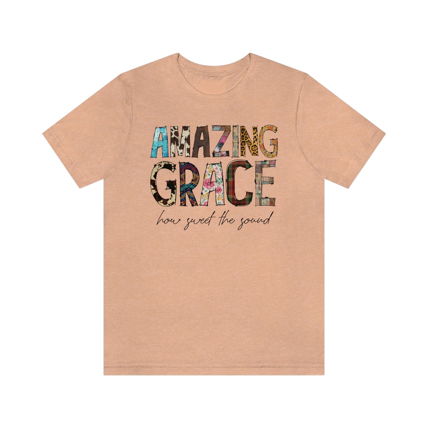 Amazing Grace Mixed Media Look Unisex Jersey Short Sleeve Tee S-3XL