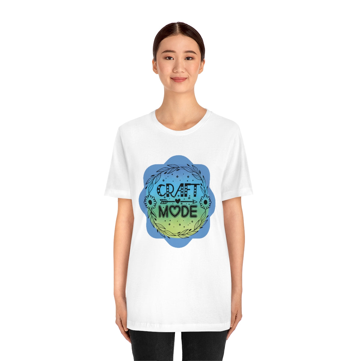 Craft Mode Blue Doodle Flower Unisex Jersey Short Sleeve Tee S-3XL