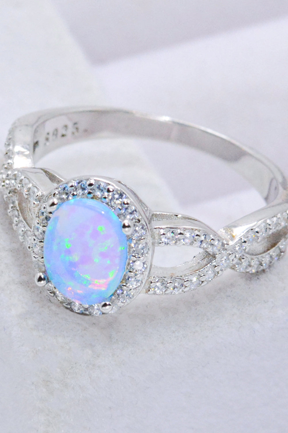 Australian Opal Sterling Silver Halo Ring