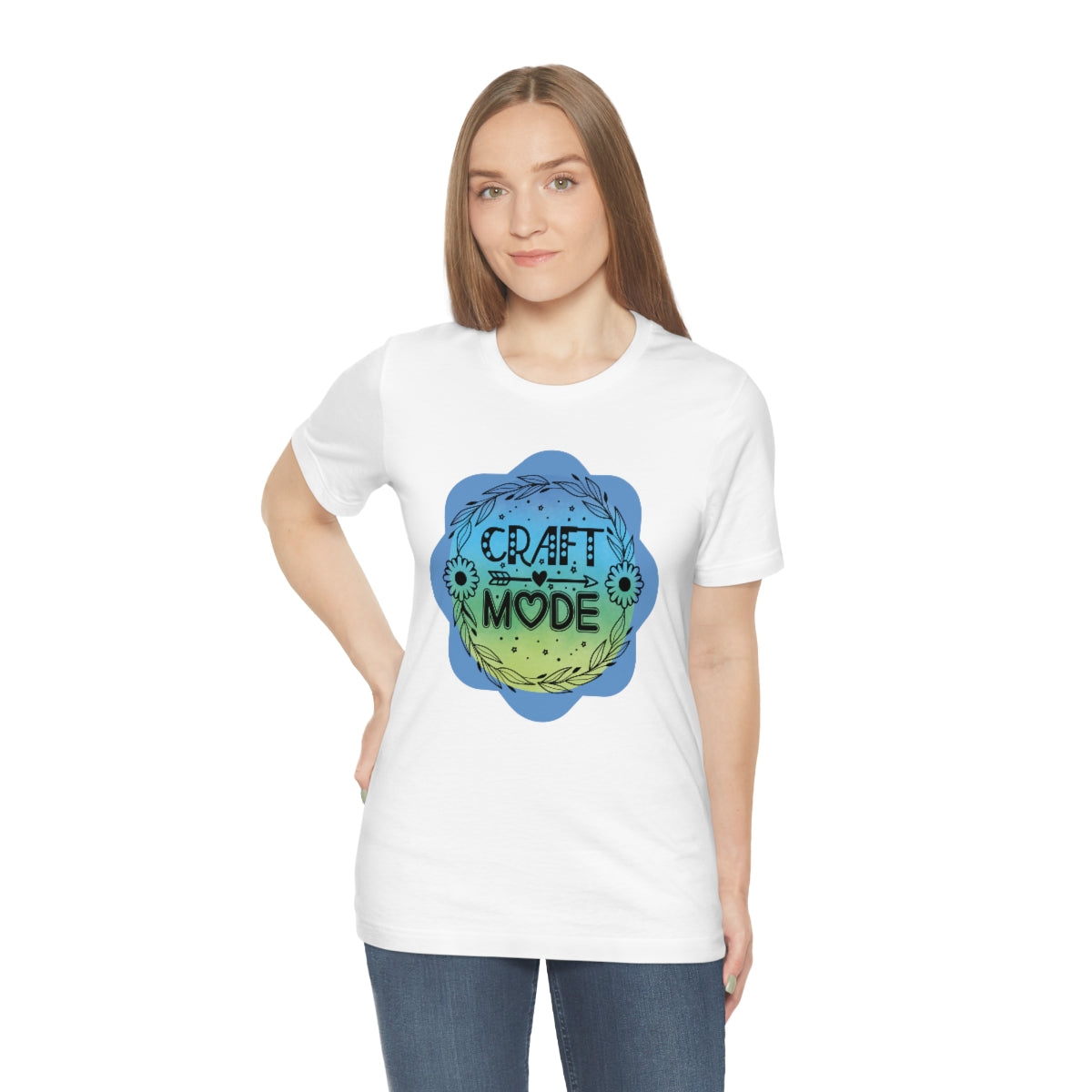 Craft Mode Blue Doodle Flower Unisex Jersey Short Sleeve Tee S-3XL