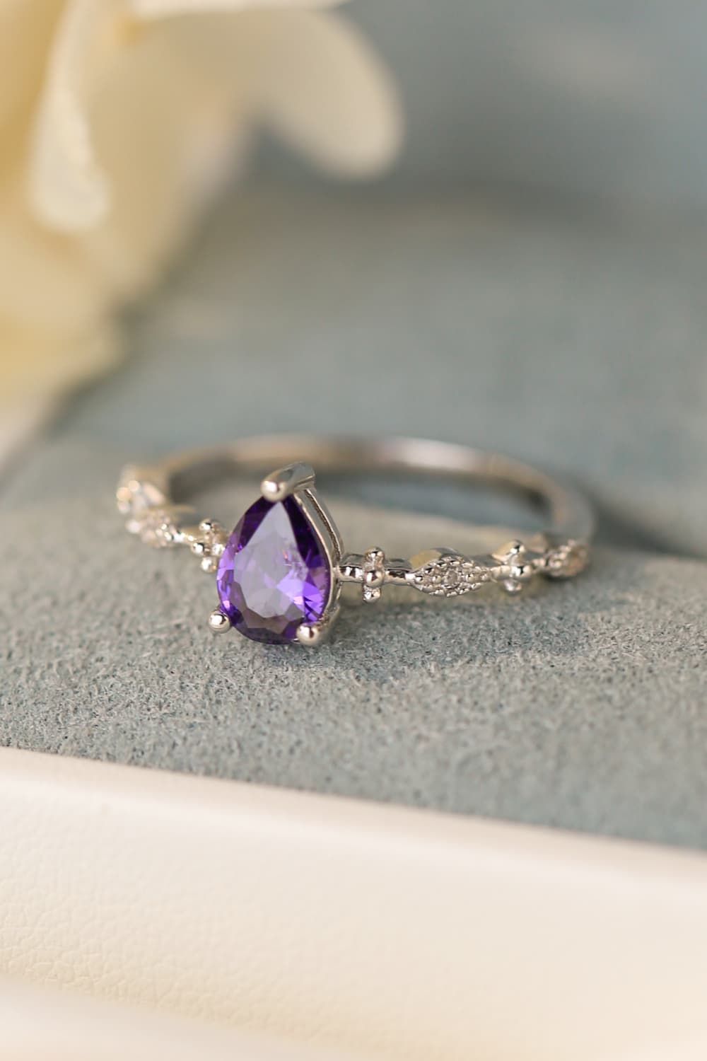 Amethyst Teardrop 925 Sterling Silver Ring