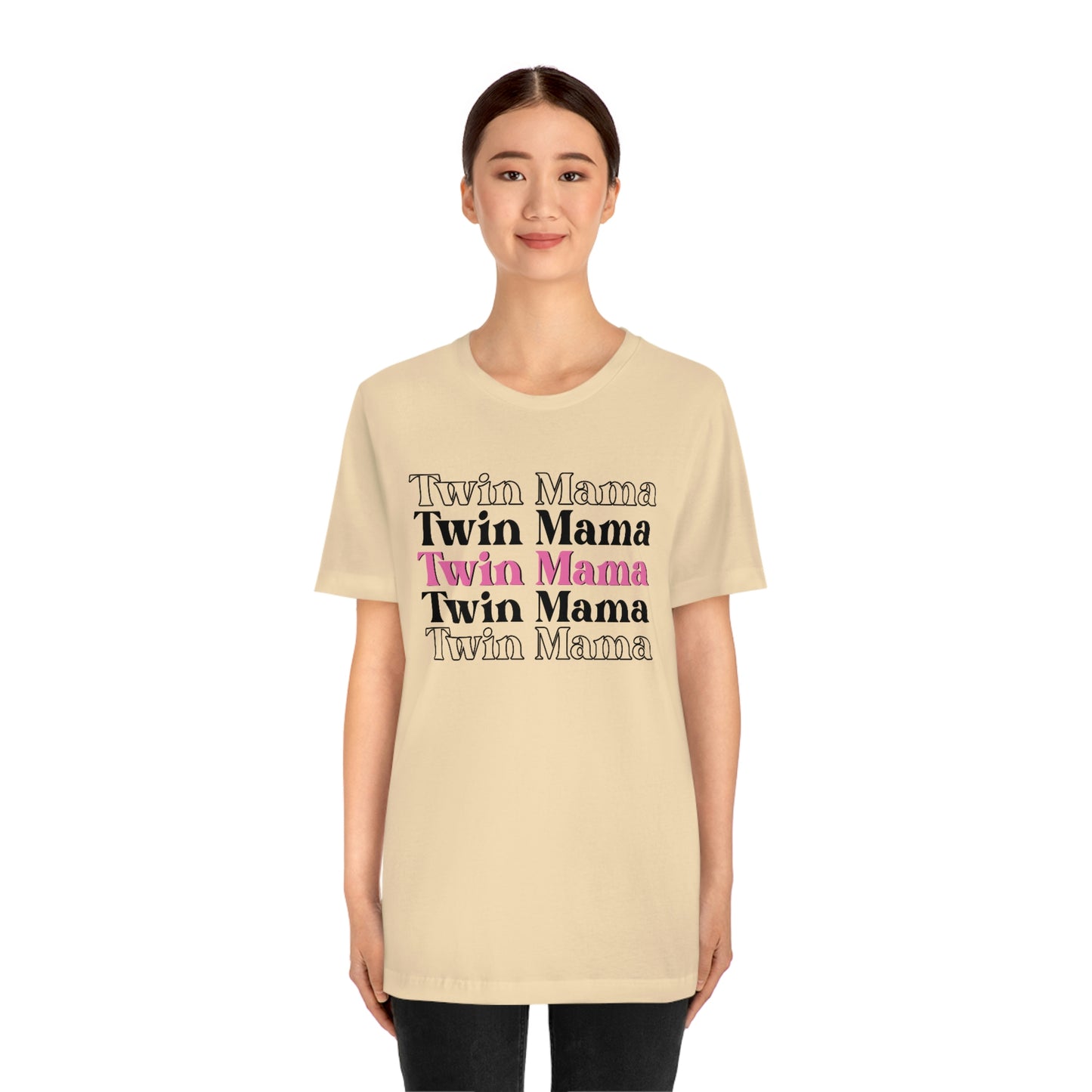 Twin Mama Pink Retro Style Unisex Jersey Short Sleeve Tee Small-3XL