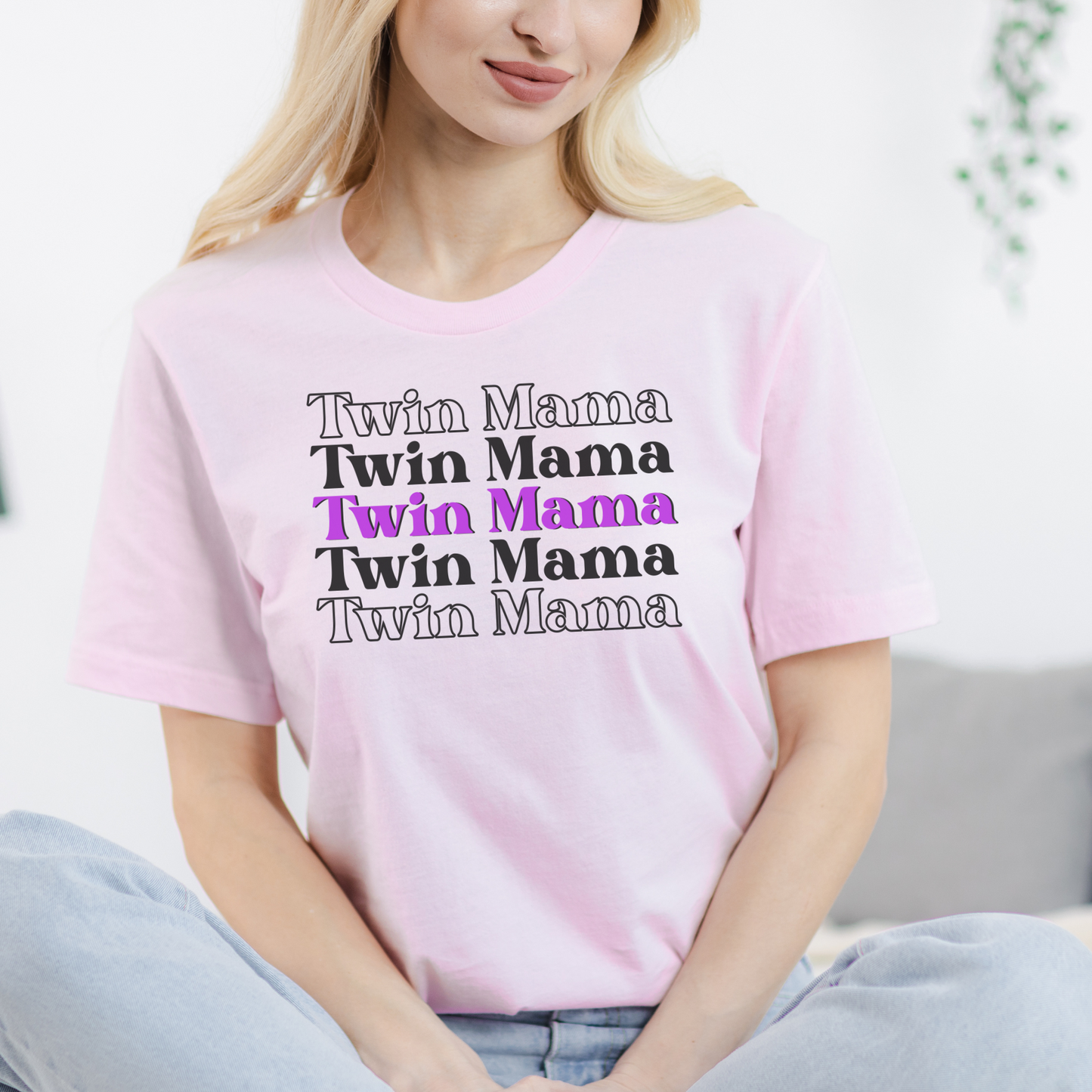 Twin Mama Purple Retro Style Unisex Jersey Short Sleeve Tee Small-3XL