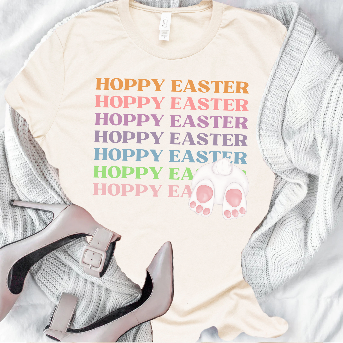 Hoppy Easter Bunny Rabbit Cotton Tail Unisex Jersey Short Sleeve Tee Small-3XL Happy Easter