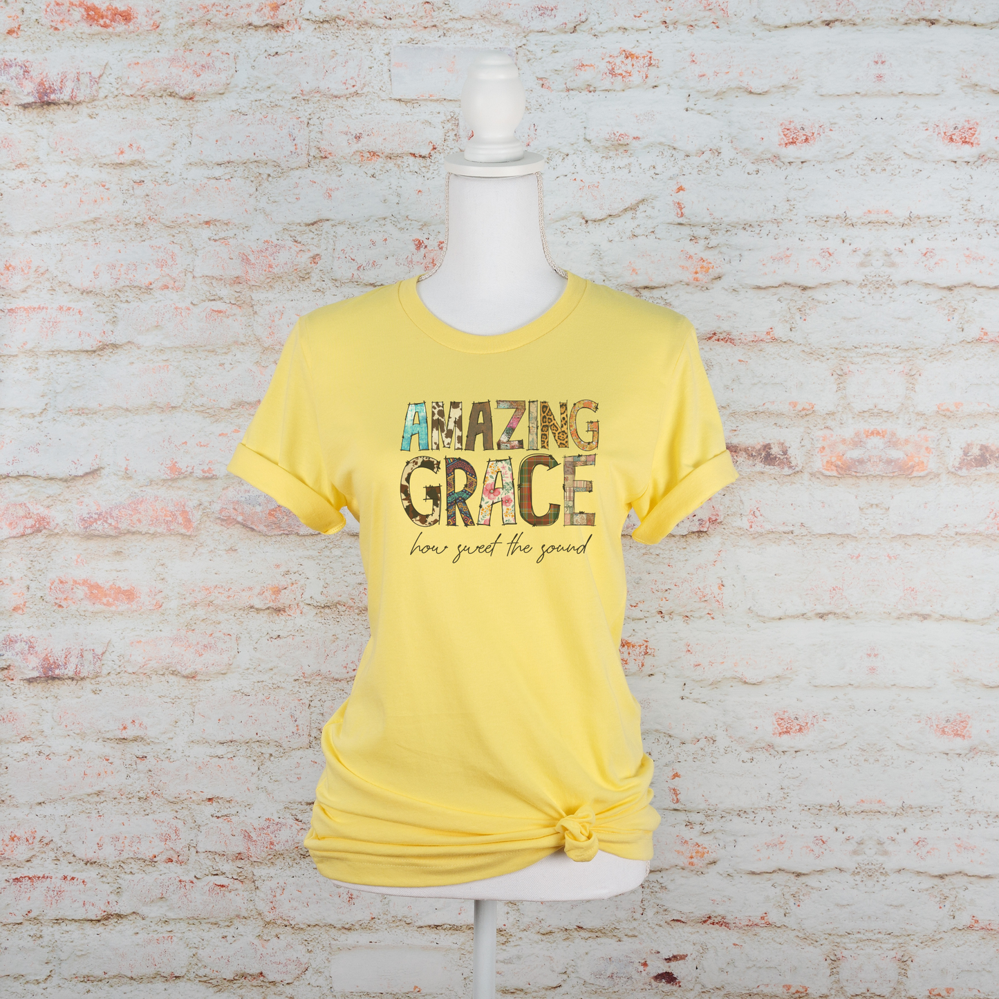 Amazing Grace Mixed Media Look Unisex Jersey Short Sleeve Tee S-3XL