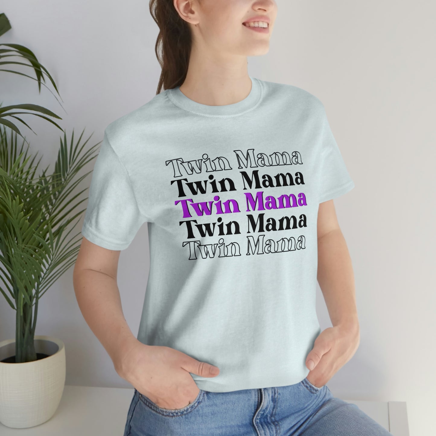 Twin Mama Purple Retro Style Unisex Jersey Short Sleeve Tee Small-3XL
