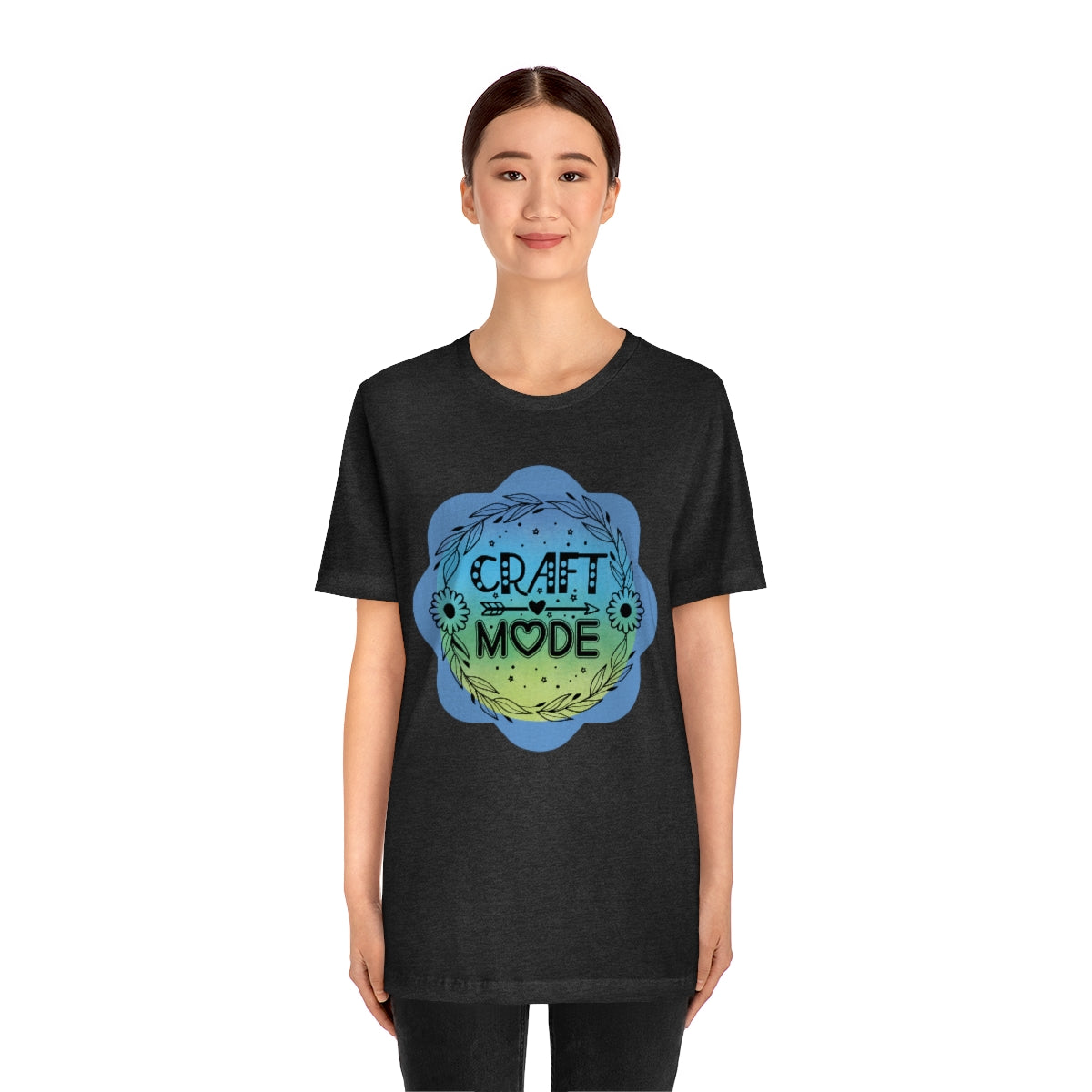 Craft Mode Blue Doodle Flower Unisex Jersey Short Sleeve Tee S-3XL