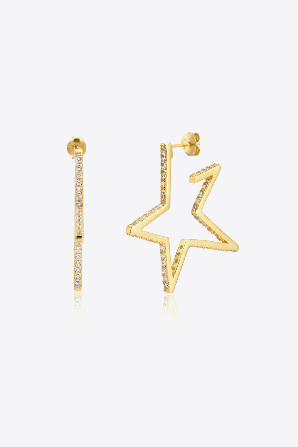 Star Gold Plated Zircon Earrings