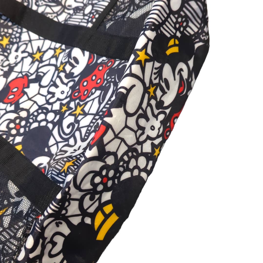 DISNEY Mickey Minnie Mouse Large Zip Top Tote with Mesh Side Pockets
