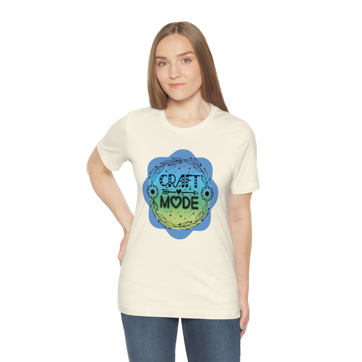 Craft Mode Blue Doodle Flower Unisex Jersey Short Sleeve Tee S-3XL