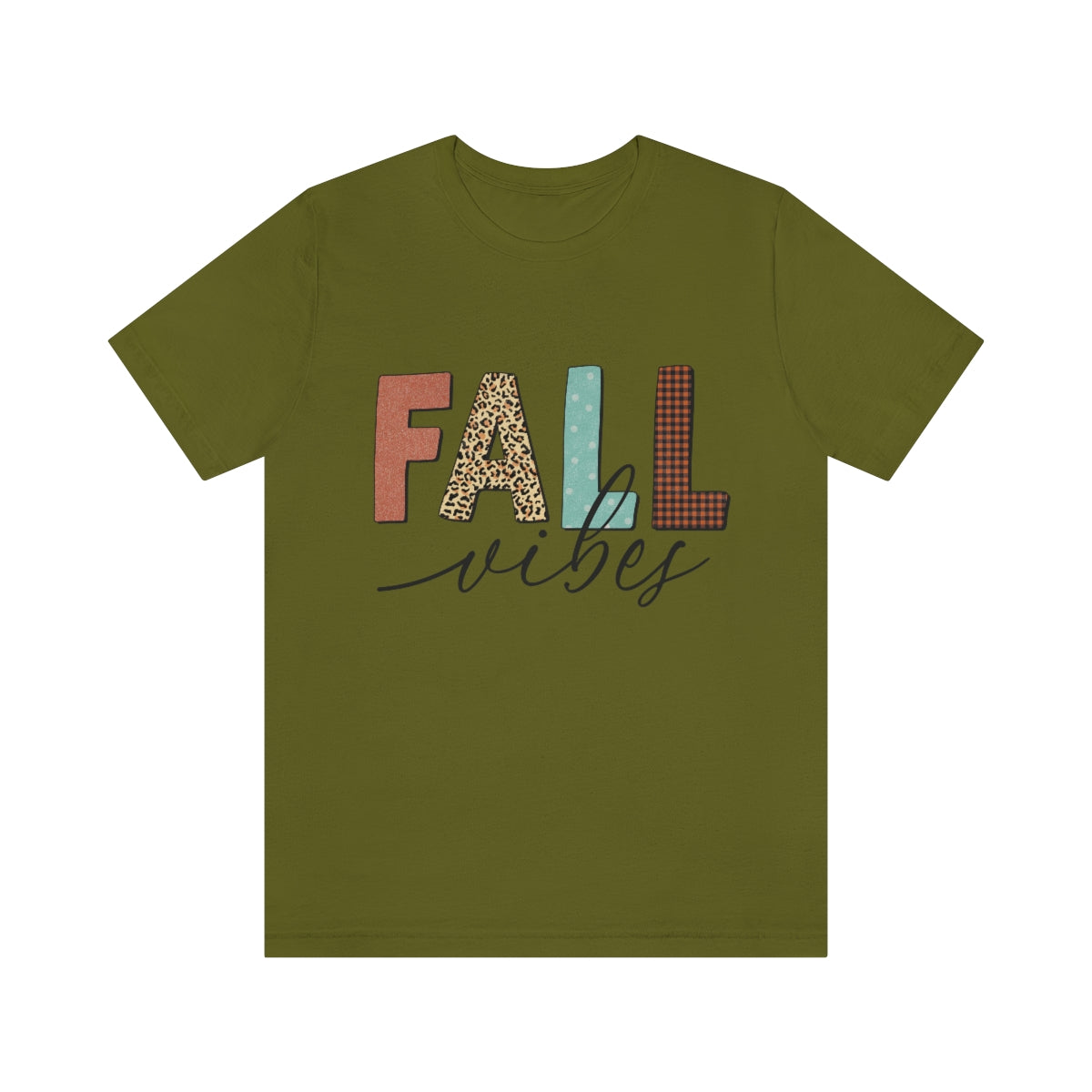 Fall Vibes with Leopard, Polka Dot and Plaid Print Unisex Jersey Short Sleeve Tee S-3XL