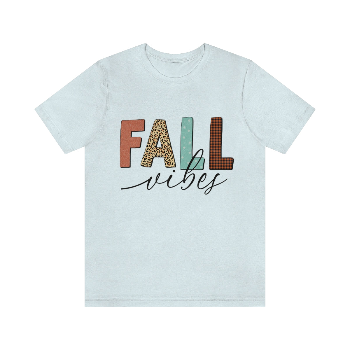 Fall Vibes with Leopard, Polka Dot and Plaid Print Unisex Jersey Short Sleeve Tee S-3XL