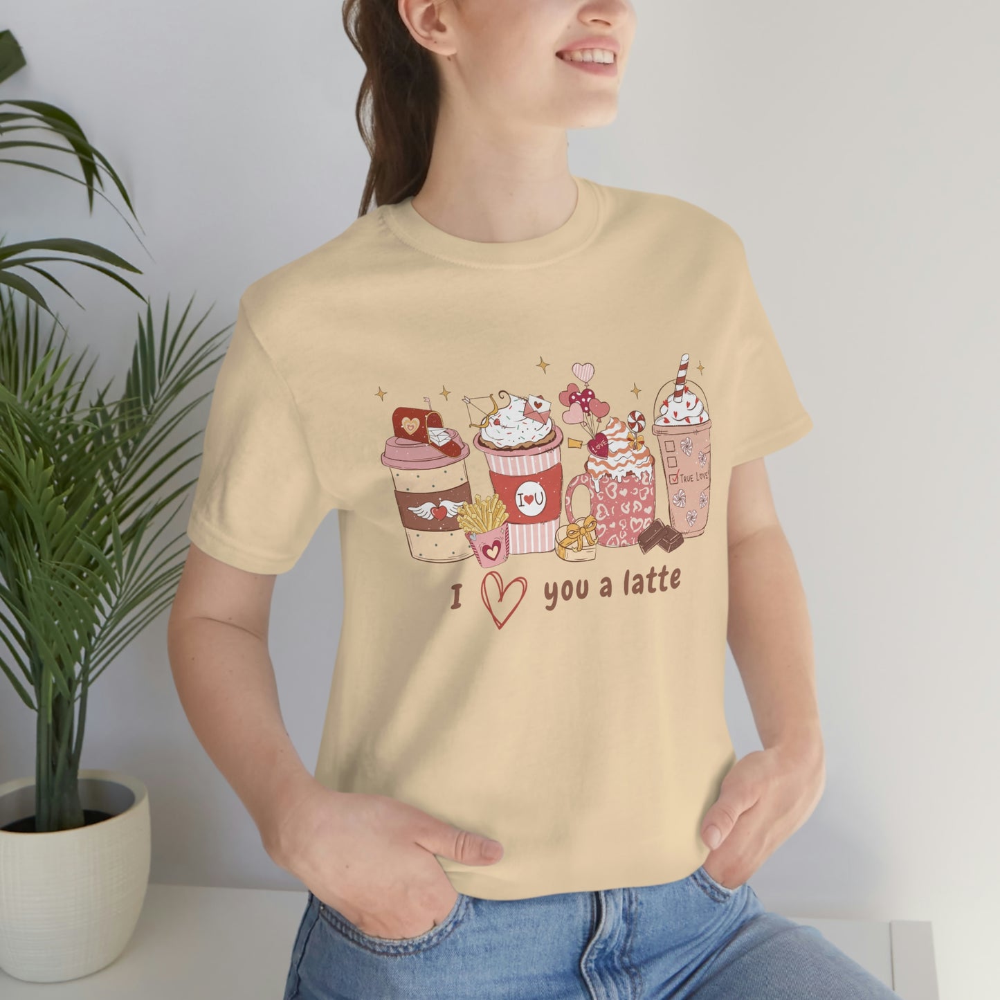I (heart) Love You a Latte Be Mine Valentine Jersey Short Sleeve Tee Small-3XL