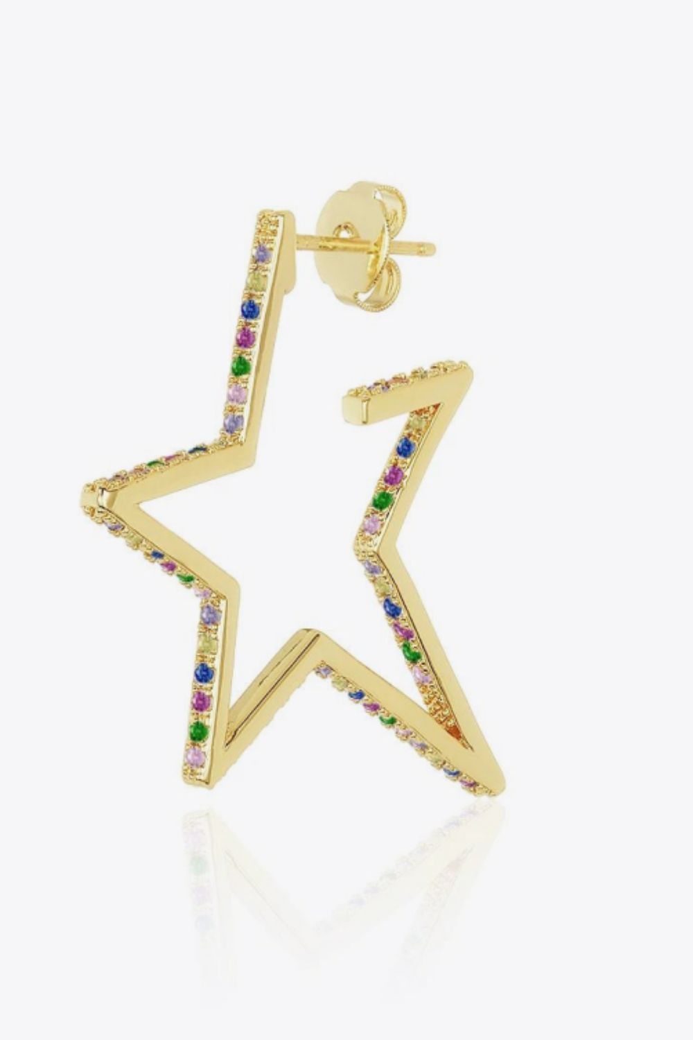 Star Gold Plated Zircon Earrings