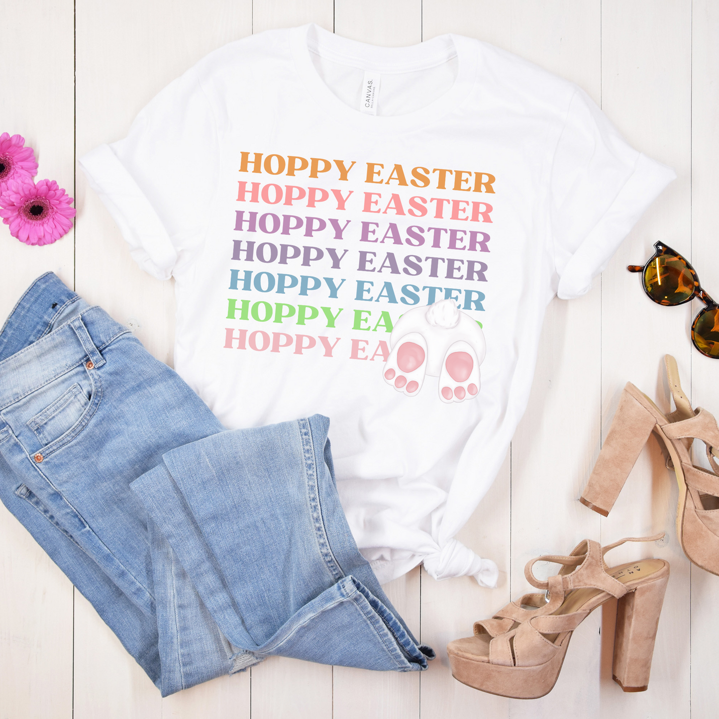 Hoppy Easter Bunny Rabbit Cotton Tail Unisex Jersey Short Sleeve Tee Small-3XL Happy Easter