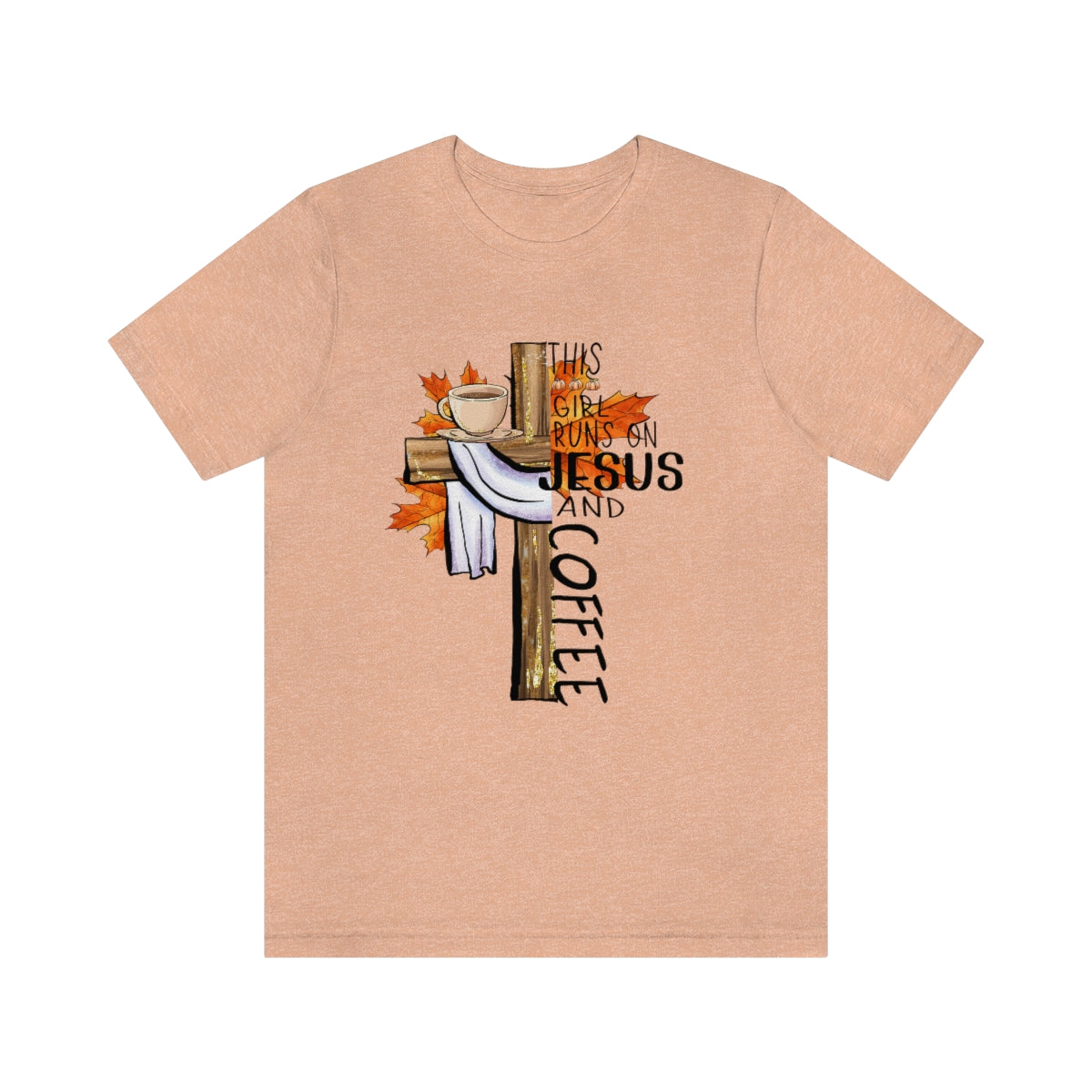 This Girl Runs on Jesus and Coffee Fall Unisex Jersey Short Sleeve Tee S-3XL
