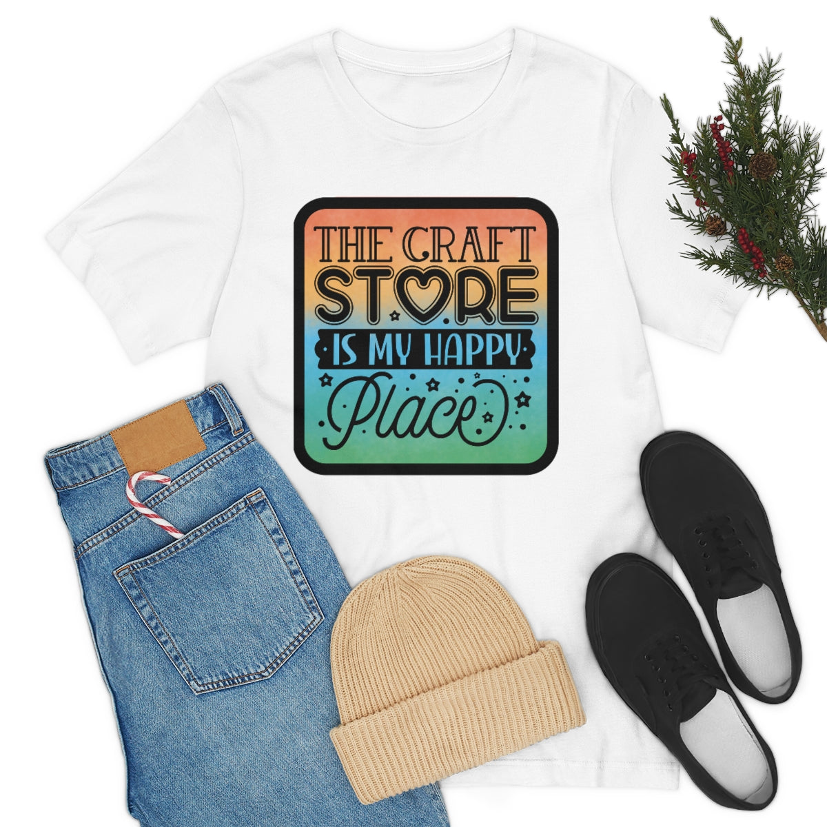 The Craft Store is My Happy Place Ombre Unisex Jersey Short Sleeve Tee S-3xl