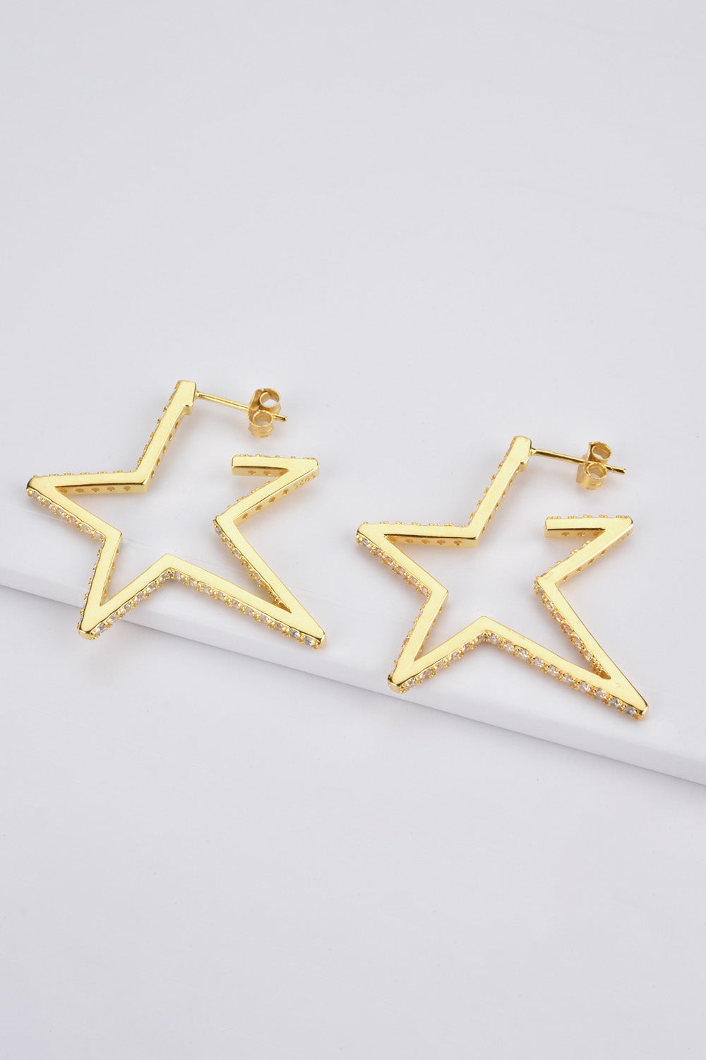 Star Gold Plated Zircon Earrings