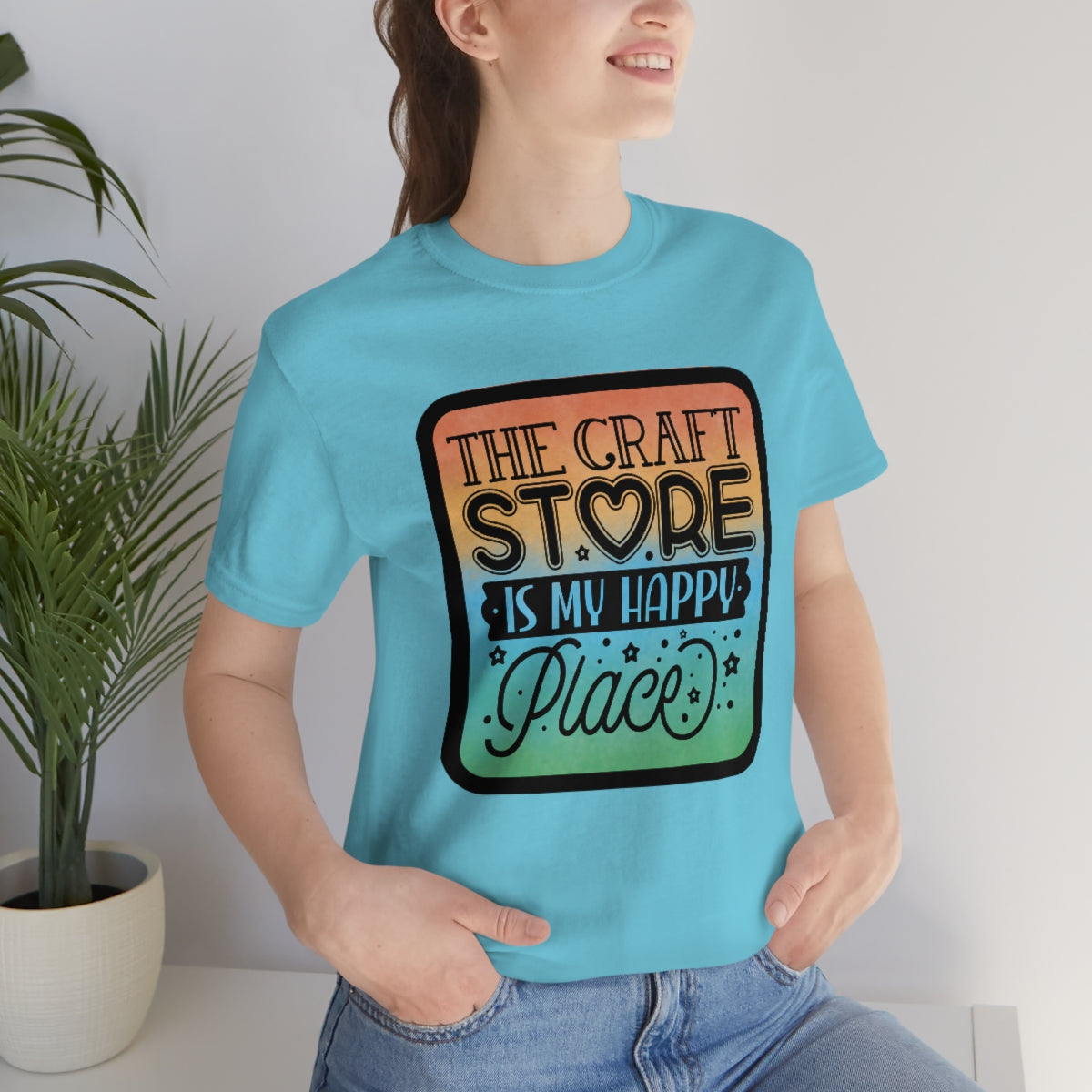 The Craft Store is My Happy Place Ombre Unisex Jersey Short Sleeve Tee S-3xl