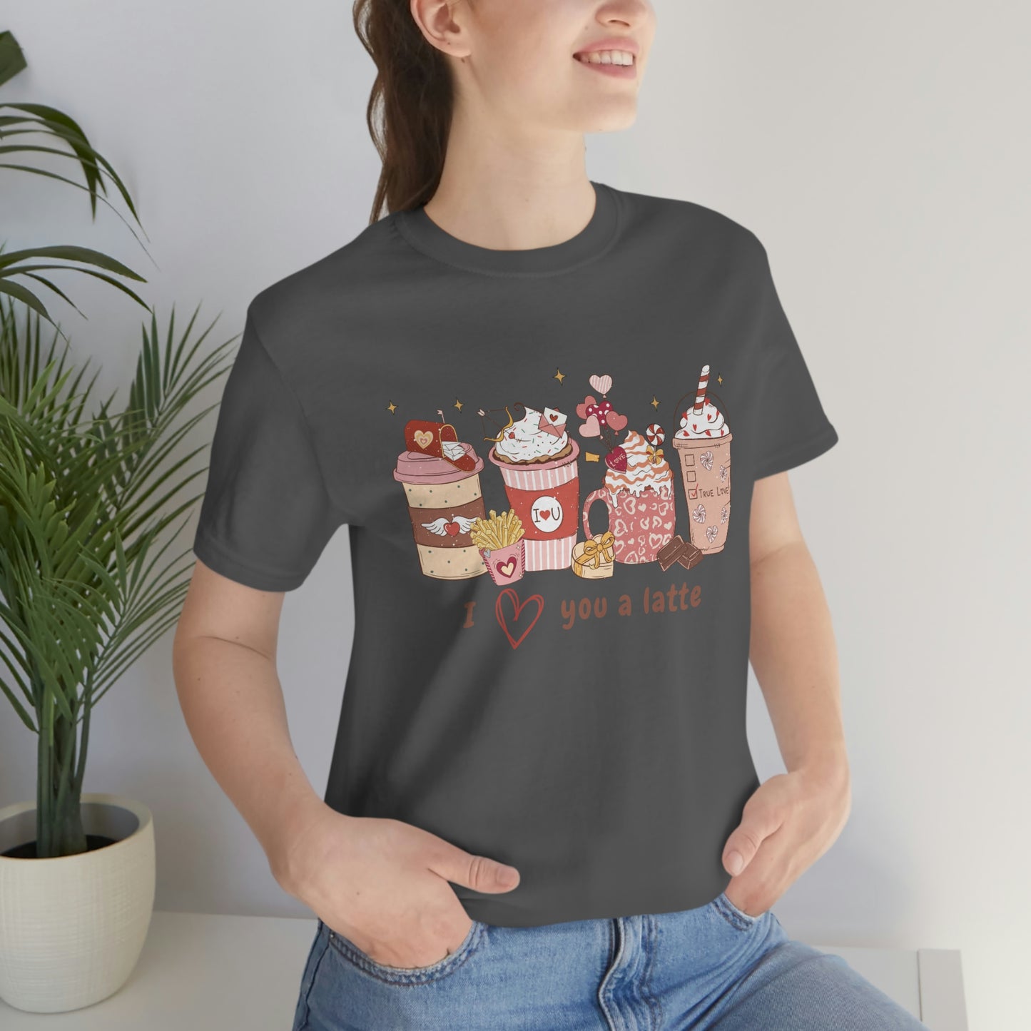I (heart) Love You a Latte Be Mine Valentine Jersey Short Sleeve Tee Small-3XL