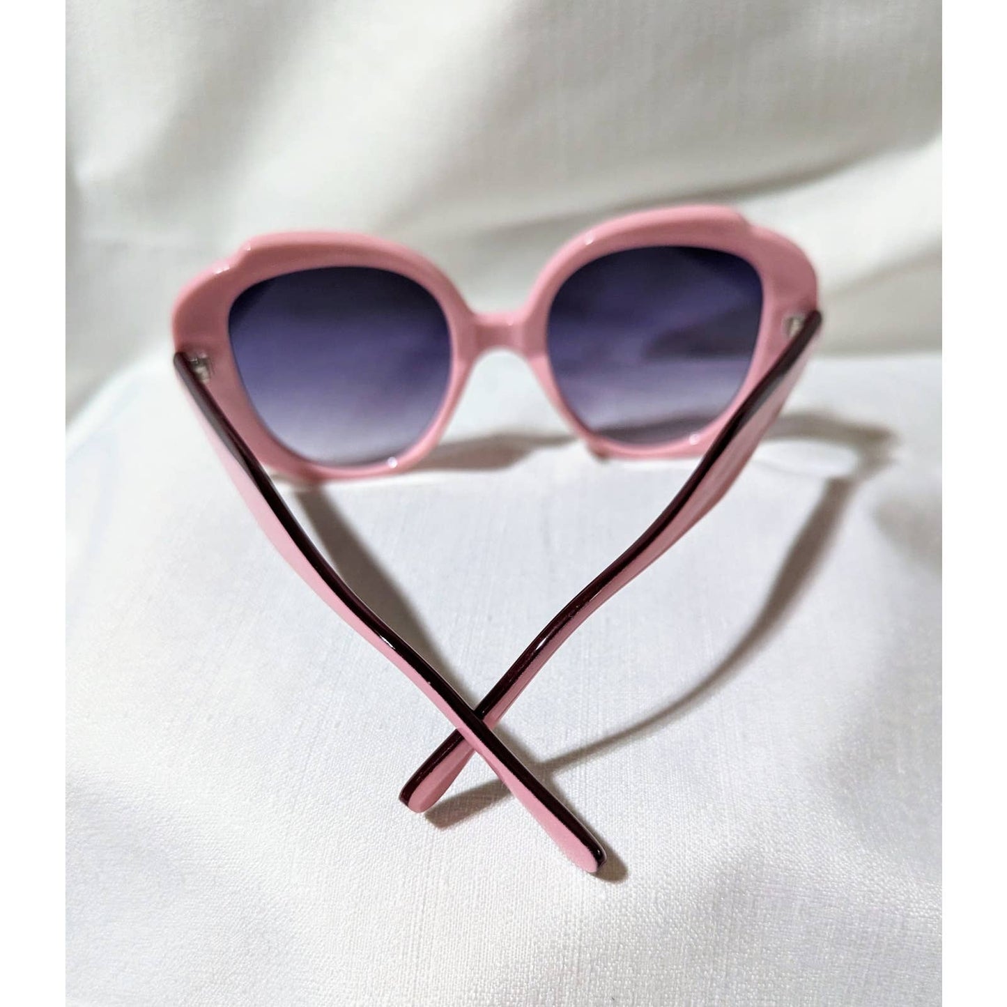 Mimi Pink Retro Vintage Style Butterfly Sunglasses with Gray Lenses UV Protection