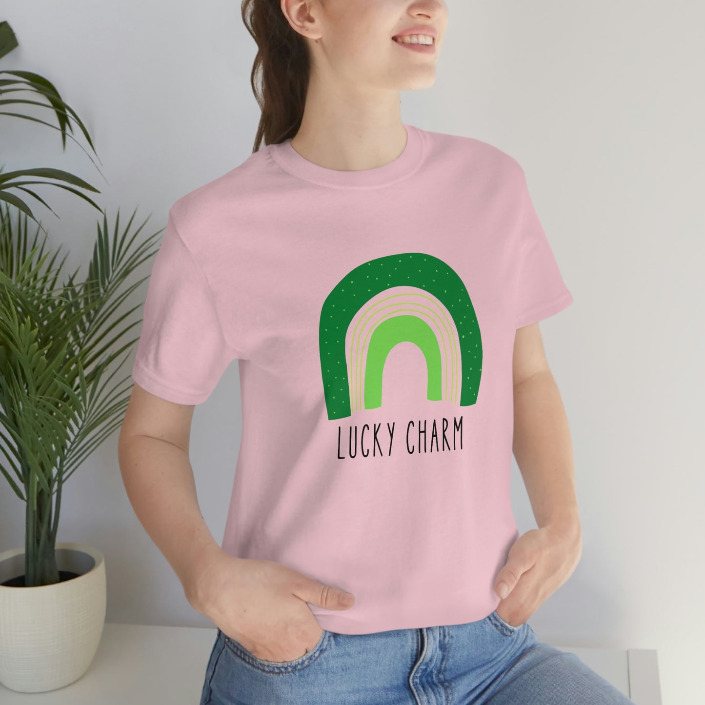 Lucky Charm Green Boho Rainbow St. Patrick's Day Unisex Jersey Short Sleeve Tee Small-3XL