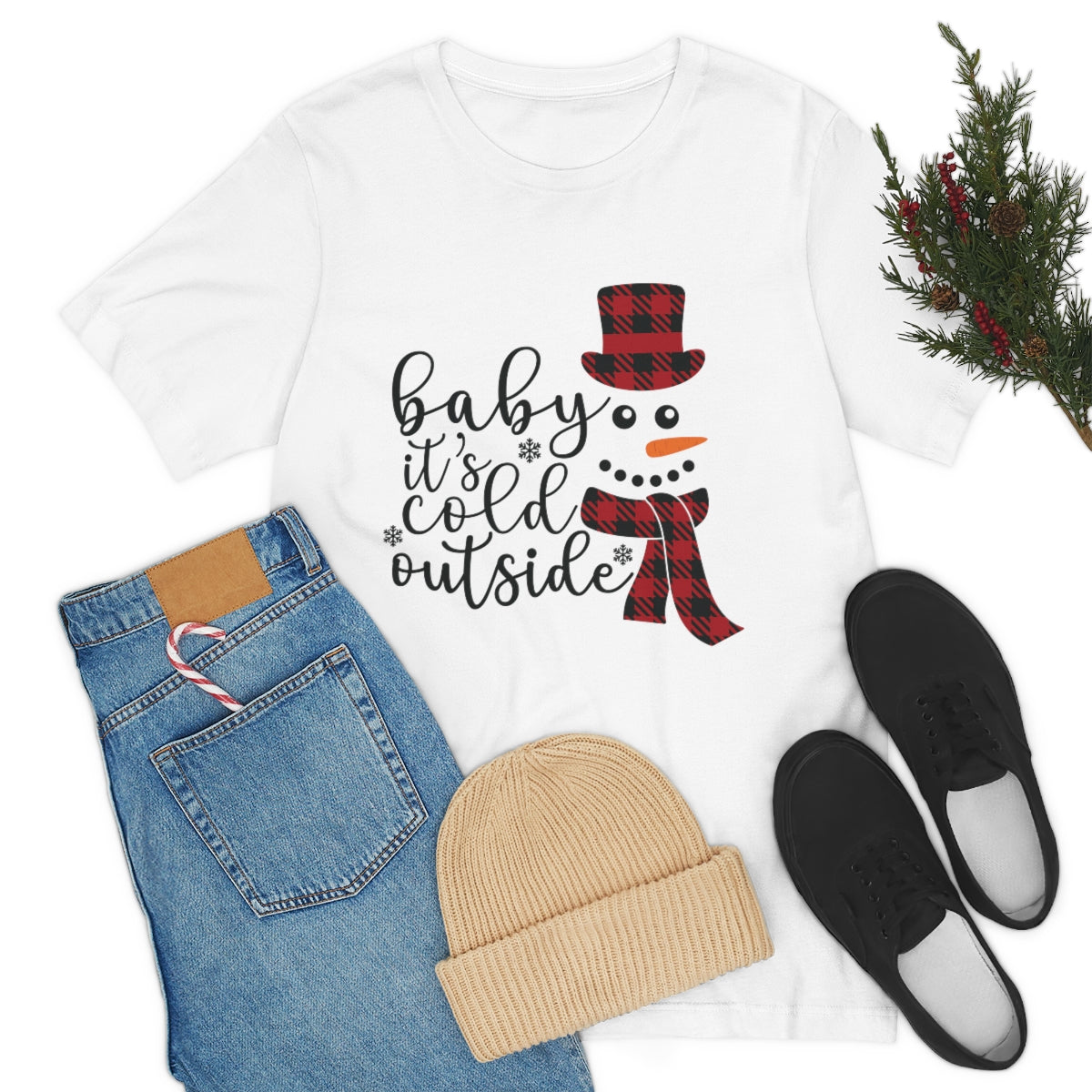 Baby It's Cold Outside Snowman Unisex Jersey Short Sleeve Tee S-3XL