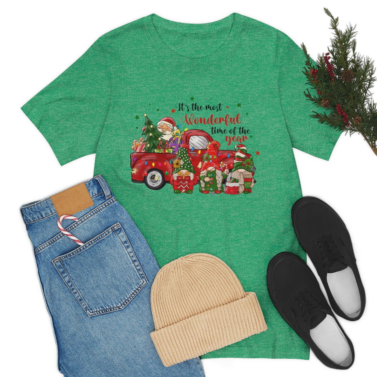 It's the Most Wonderful Time of the Year Santa Gnome Unisex Jersey Short Sleeve Tee S-3XL