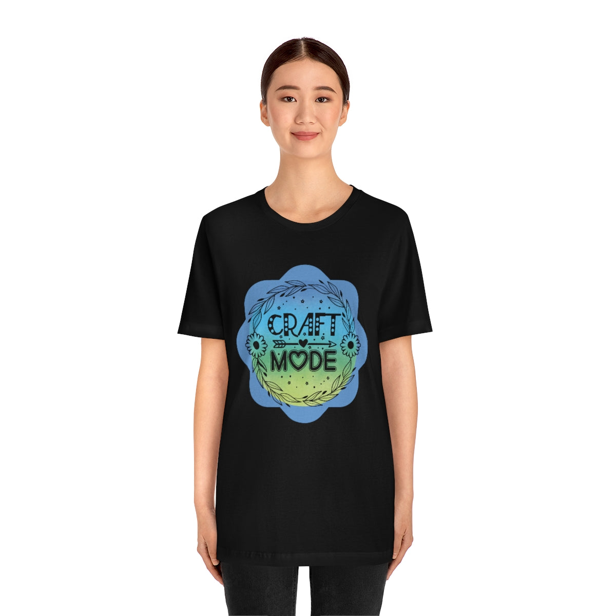 Craft Mode Blue Doodle Flower Unisex Jersey Short Sleeve Tee S-3XL