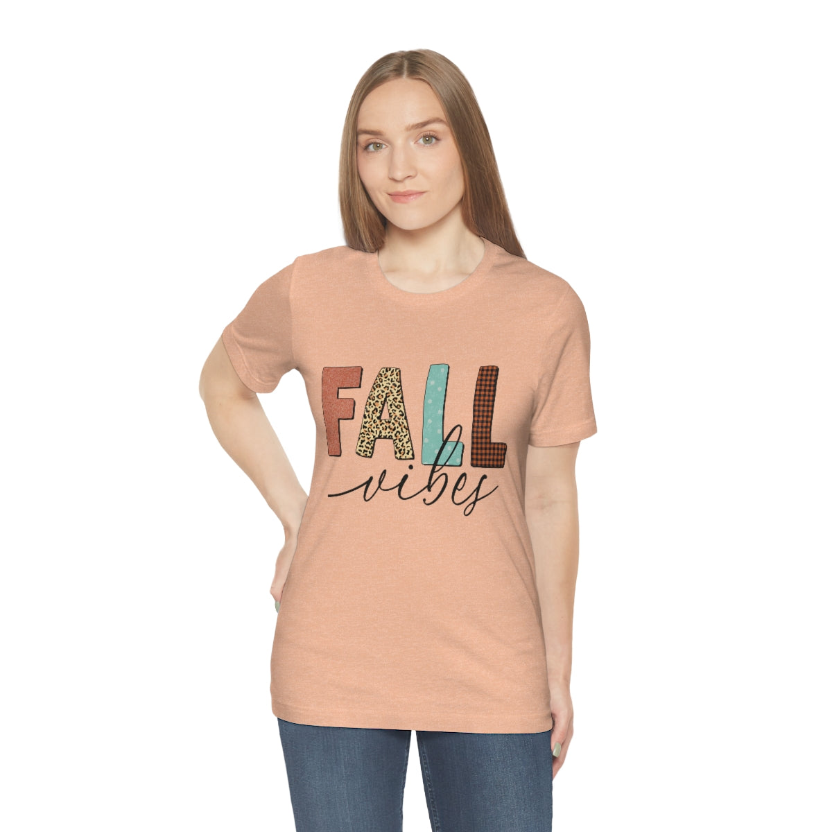 Fall Vibes with Leopard, Polka Dot and Plaid Print Unisex Jersey Short Sleeve Tee S-3XL