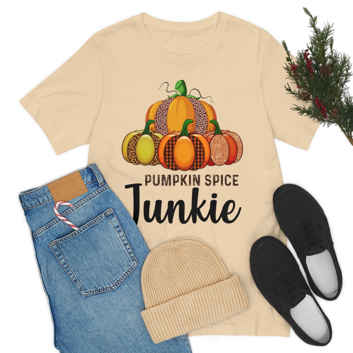 Pumpkin Spice Junkie Fall Unisex Jersey Short Sleeve Tee S-3XL