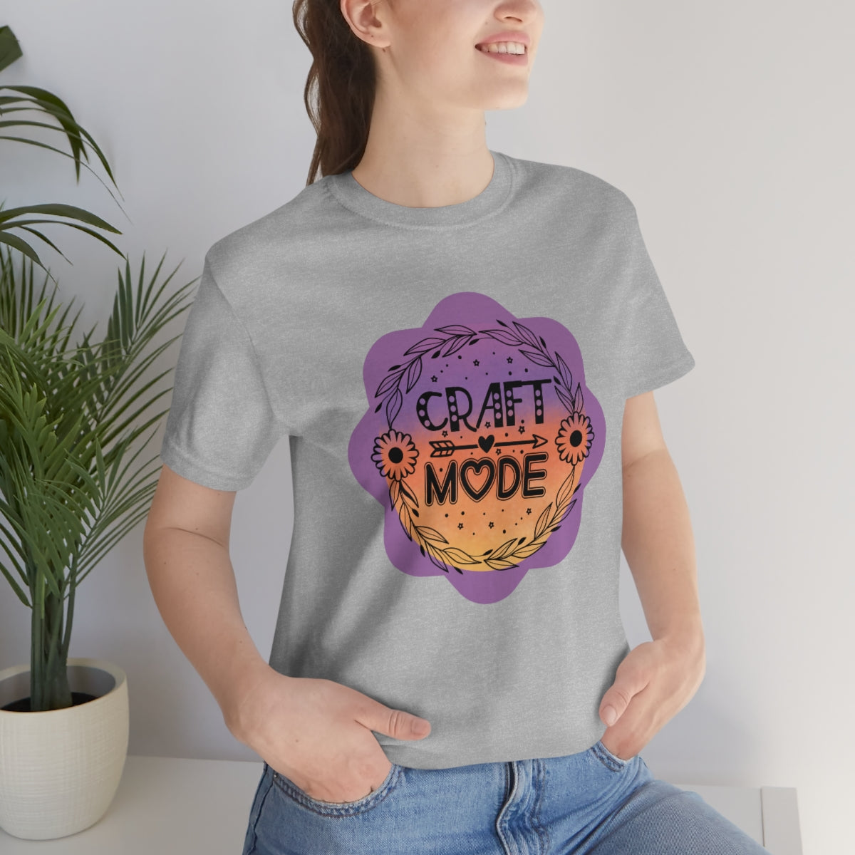 Craft Mode Purple Doodle Flower Unisex Jersey Short Sleeve Tee S-3XL