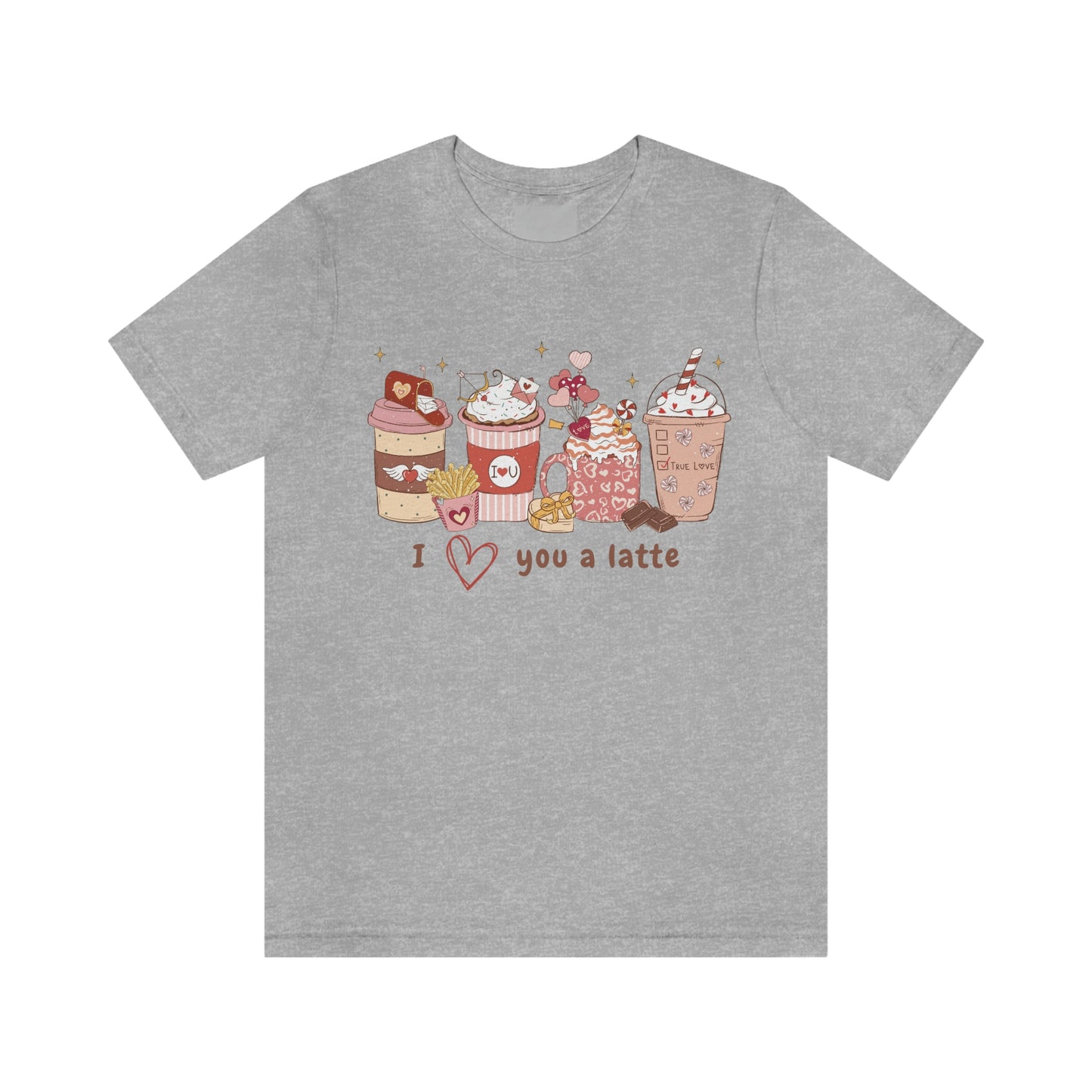 I (heart) Love You a Latte Be Mine Valentine Jersey Short Sleeve Tee Small-3XL