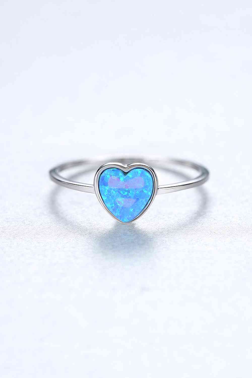 Opal Heart Sterling Silver Ring