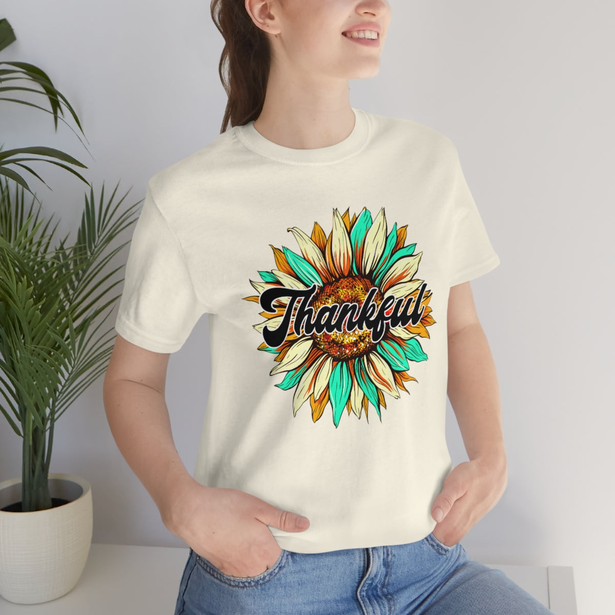 Thankful Western Sunflower Unisex Jersey Short Sleeve Tee S-3XL