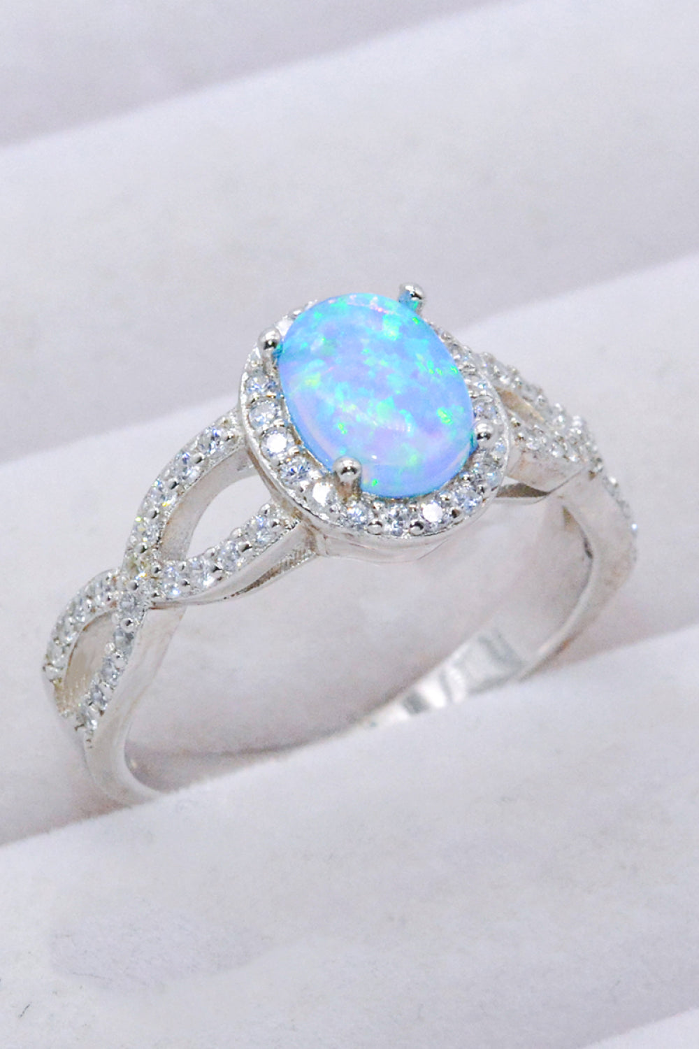 Australian Opal Sterling Silver Halo Ring