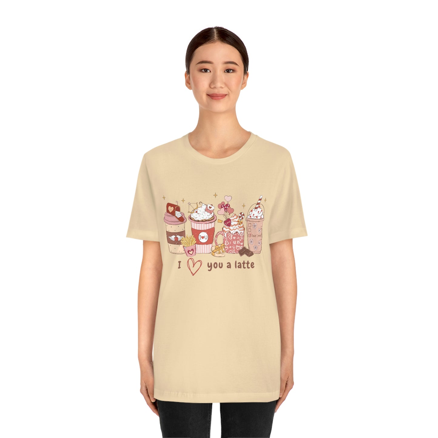 I (heart) Love You a Latte Be Mine Valentine Jersey Short Sleeve Tee Small-3XL