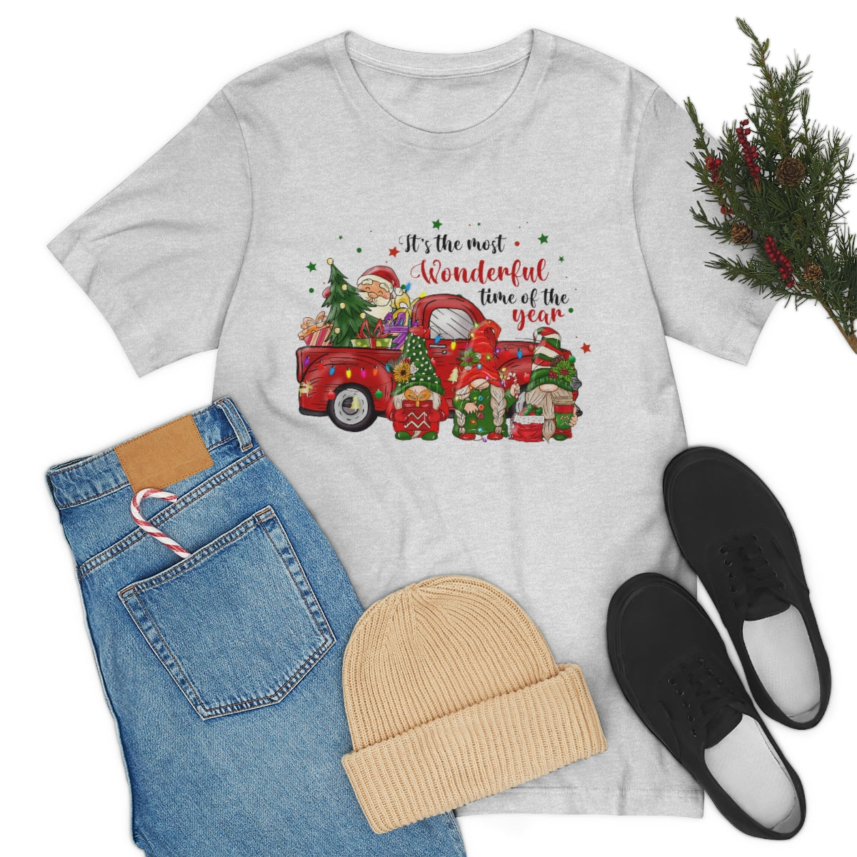 It's the Most Wonderful Time of the Year Santa Gnome Unisex Jersey Short Sleeve Tee S-3XL