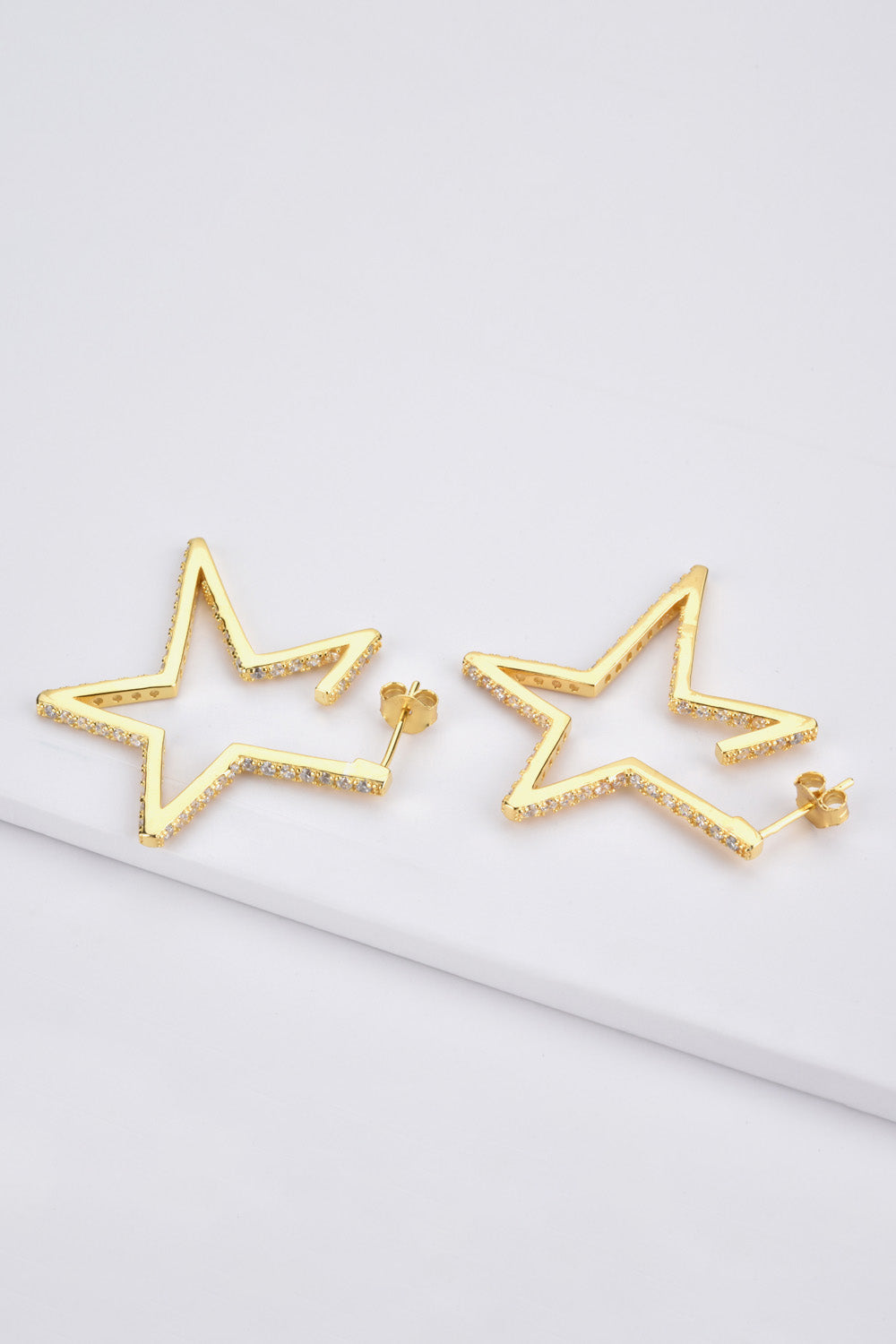 Star Gold Plated Zircon Earrings