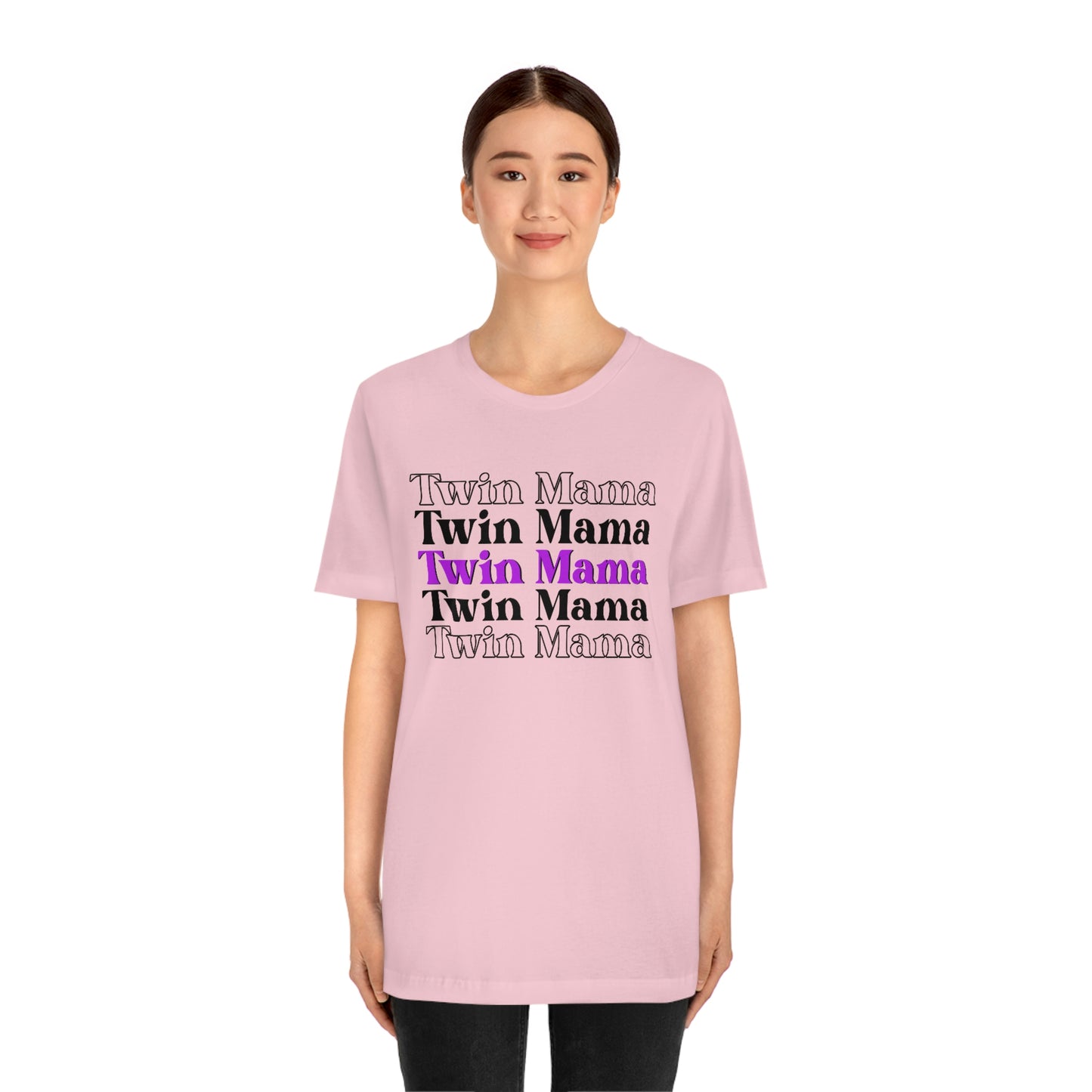 Twin Mama Purple Retro Style Unisex Jersey Short Sleeve Tee Small-3XL