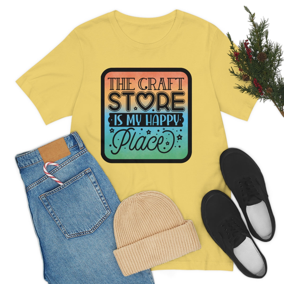 The Craft Store is My Happy Place Ombre Unisex Jersey Short Sleeve Tee S-3xl